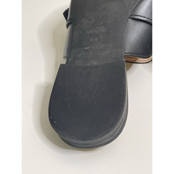Coach Size 6.5 B Mule Flats Black Leather C Buckle Shoes G4833 Womens Slip On - Picture 16 of 16